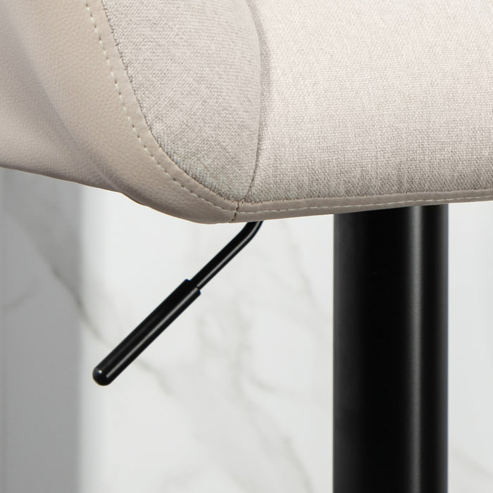 HOMCOM Adjustable Bar Stools Set of 2, Swivel Tufted Fabric Barstools