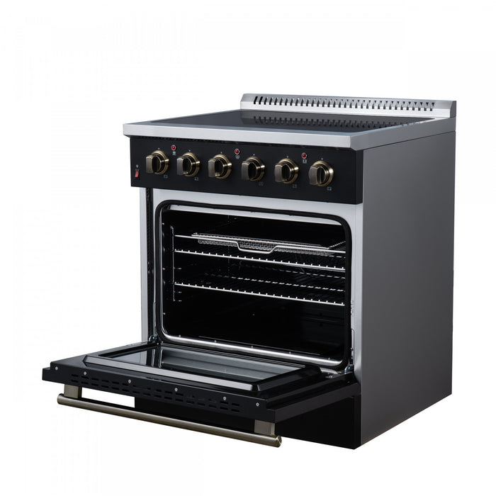 Forno Galiano 30 Inch Freestanding Electric range, 4 radiant burners, 4.32 cu.ft, Black - FFSEL6083-30BLK Electric Range