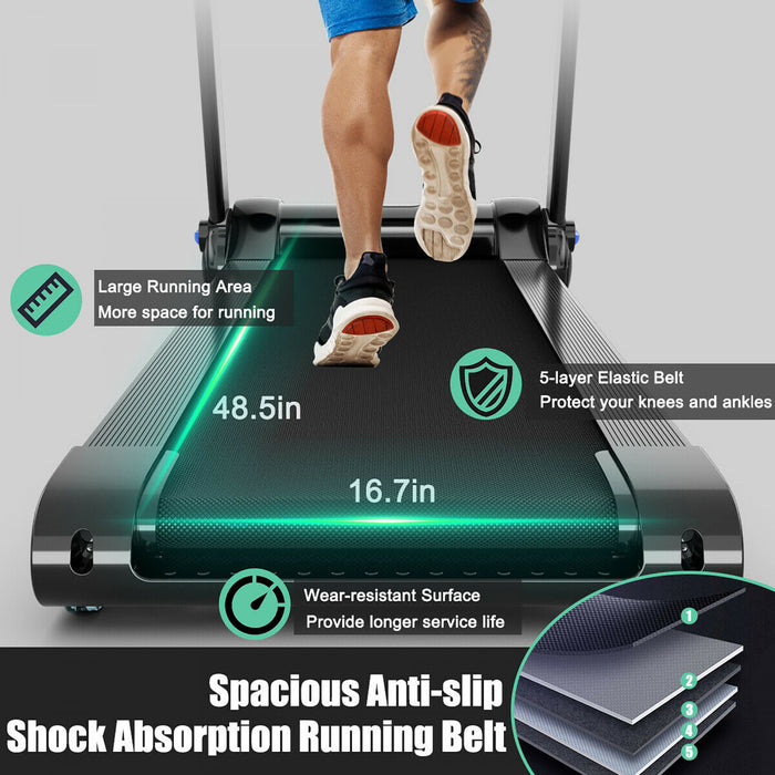 Superfit 3hp Folding Electric Treadmill Running Machine W/ Speaker Blue
