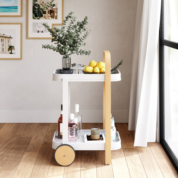 Umbra Modern Bellwood Steel Bar & Storage Cart - White and Natural