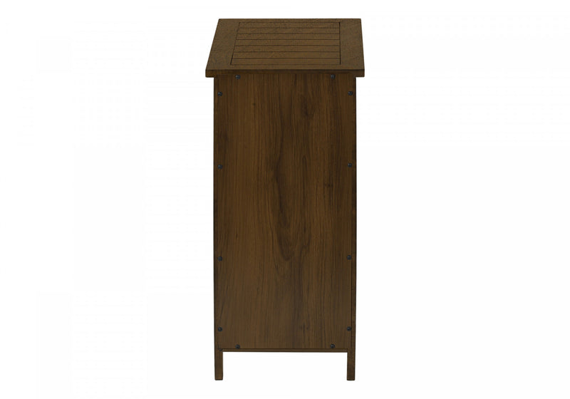 Accent Side End Table Nightstand Narrow Bedroom Storage Drawer Brown Veneer Transitional