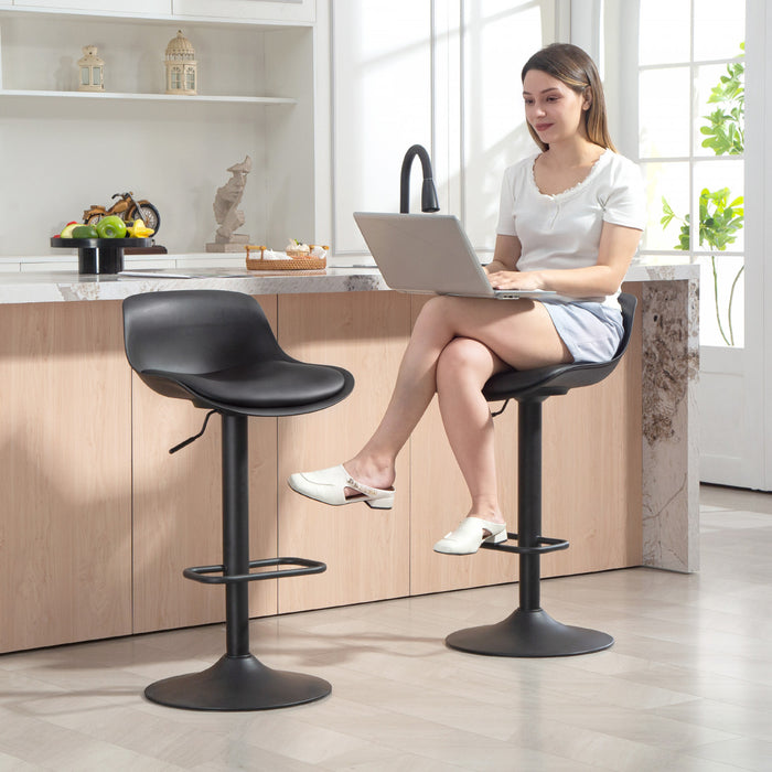 HOMCOM Swivel Bar Stools Set of 2 with Adjustable Height, Bar Chairs, Black