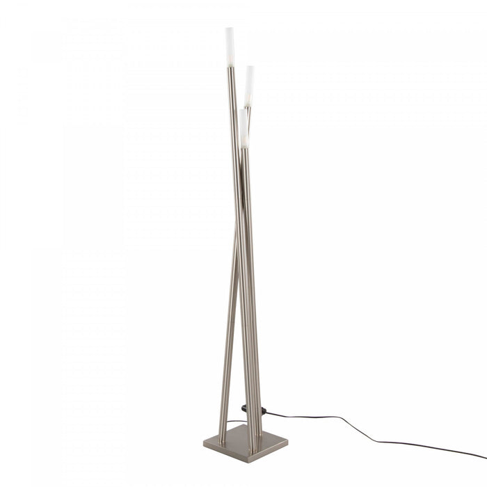LumiSource Icicle Contemporary Brushed Nickel Floor Lamp