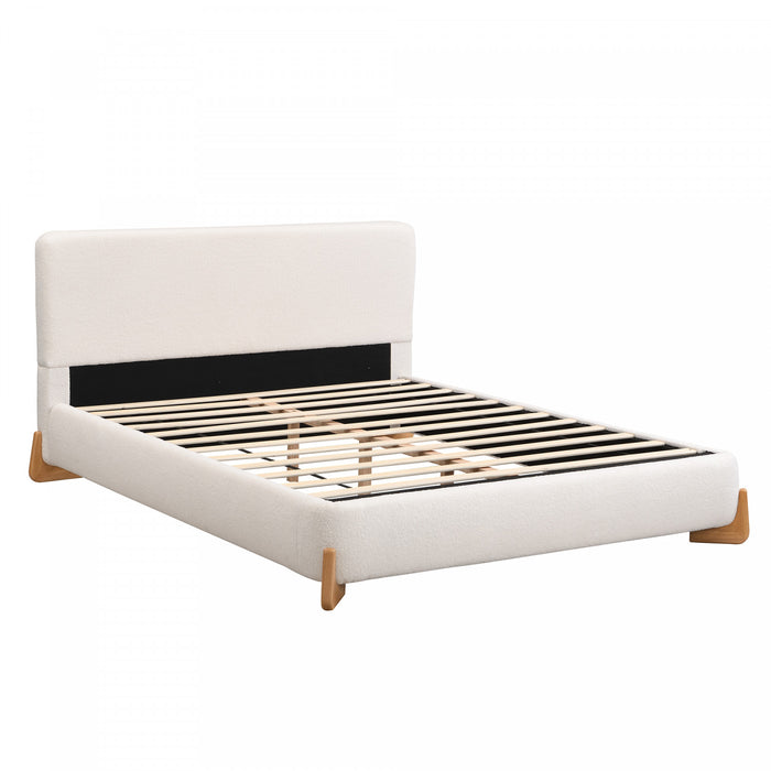 Olivia Elegant Comfortable Upholstered Bed,Queen Size,White Queen Bed