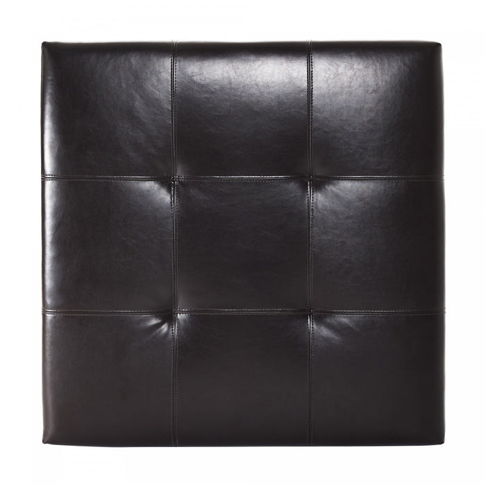 Liam 34.25\" Large Square Faux Leather Ottoman Coffee Table with Storage,Chocolate