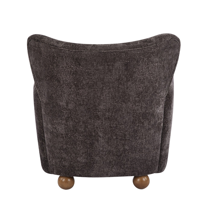 Wingate Cozy Wingback Armchair with Premium Fabric and Solid Wood Legs, Dark Brown, Teak