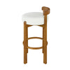 Elise Modern Round Seat Rubberwood Bar Stool Set of 2 with Curved Back Support and Sherpa Upholstery,White | Elise – Lot de 2 tabourets de bar modernes a assise ronde en bois d’hevea avec dossier incurve de soutien et revetement en sherpa, couleur blanche