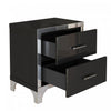Sophia High Gloss Nightstand with 2 Drawers and Metal Handles,Black | Sophia table de chevet laquee brillante avec 2 tiroirs et poignees en metal, noir