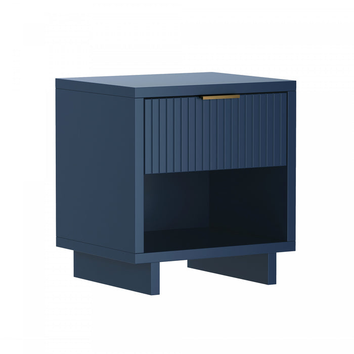 Elara Contemporary 18\" Solid Wood Nightstand in Midnight Blue (1-Drawer)