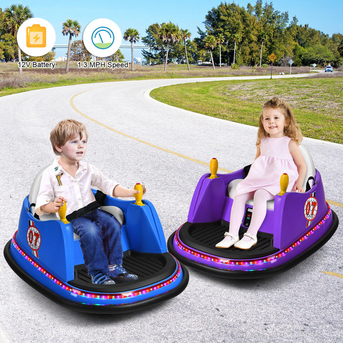 12v Vehicle 360¡a Spin Race Toy Kids Ride On Bumper Car W/ Remote Control Purple