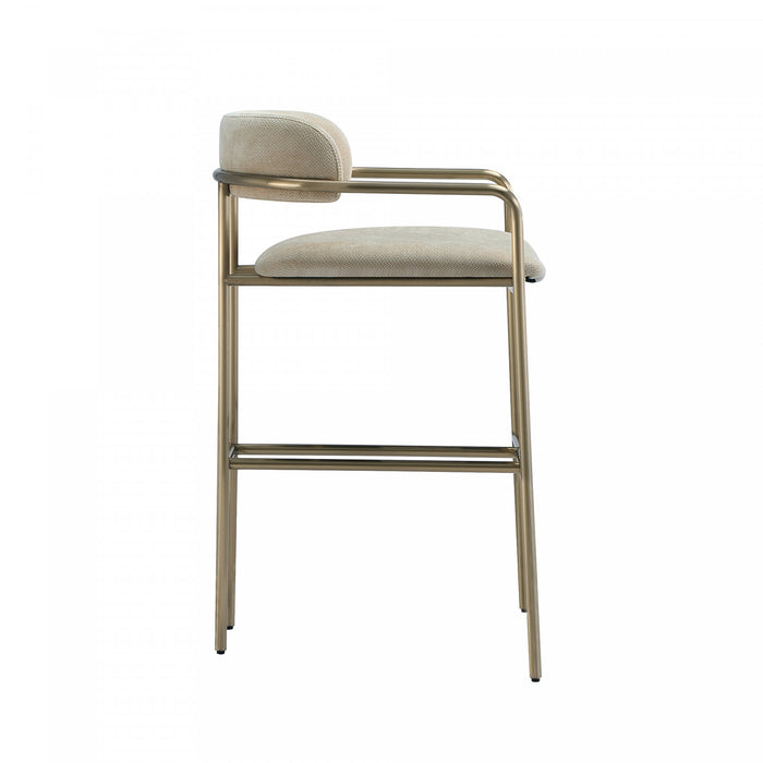 Serene Mid-Century Modern Metal Upholstered Counter Stool in Taupe