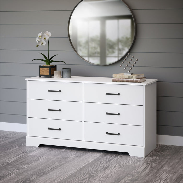 Prepac Rustic Ridge Farmhouse 6-Drawer Dresser - White