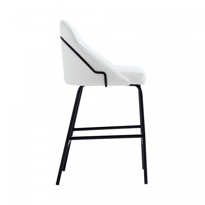 Gracie Modern Metal Upholstered Counter Stool in White and Black - Set of 2