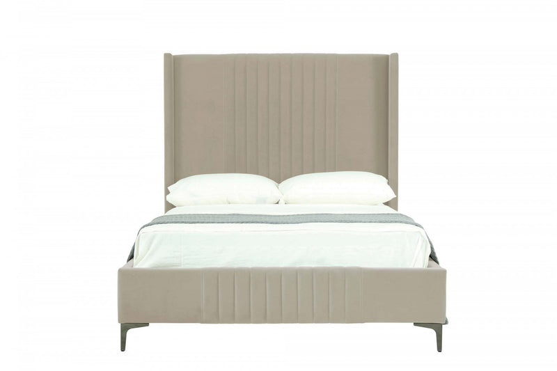 Promenade Mid-Century Modern Upholstered Velvet Full Bed in Rustic Taupe