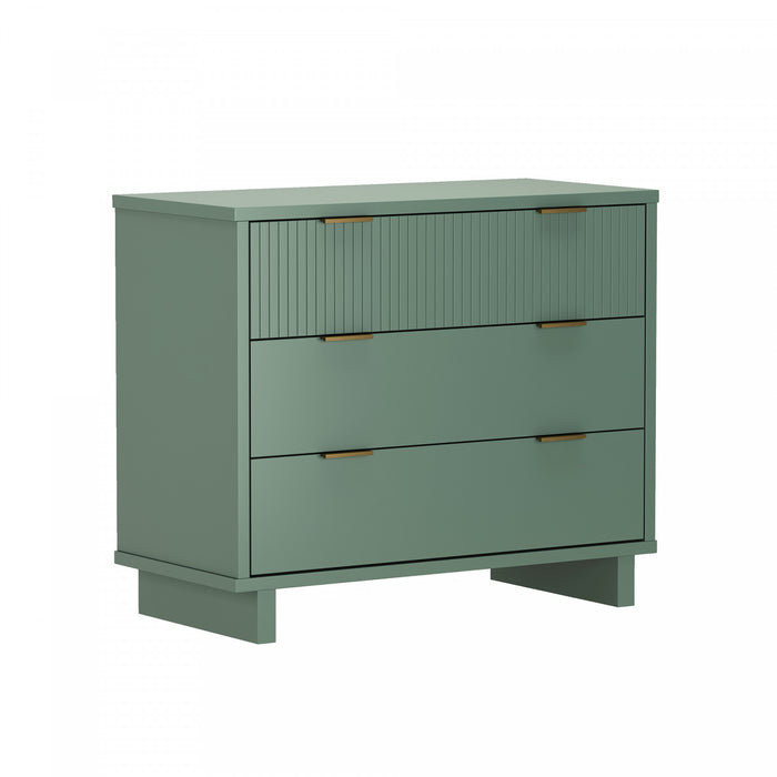 Elara Contemporary 38\" Solid Wood Dresser in Sage Green (3-Drawer)