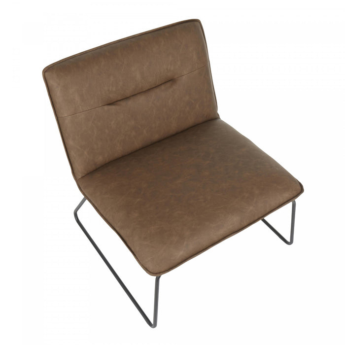 LumiSource Casper Faux Leather Industrial Accent Chair - Espresso