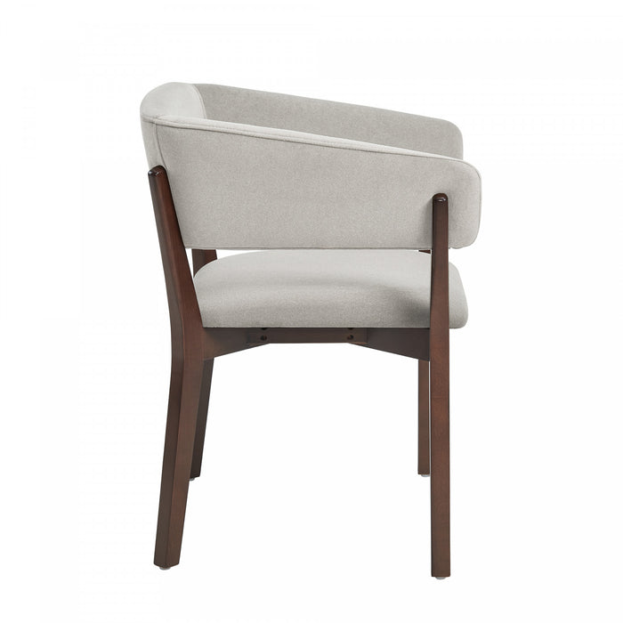 Blake Modern Wood Faux Mohair Armchair in Greige