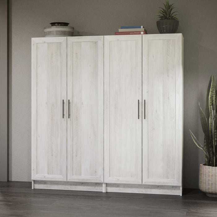 Elite Accent Storage Cabinet with Panel Doors & 3 Shelves - Rustic White 