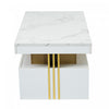 Noah Modern Coffee Table with Marble Pattern Top and Storage Drawers,White | Noah table basse moderne – table avec plateau a motif marbre et tiroirs de rangement, blanc