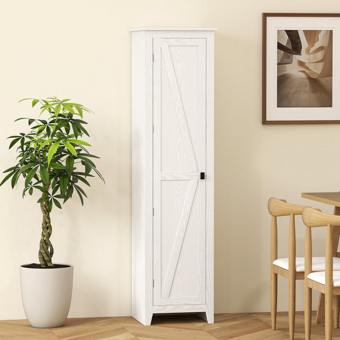 HOMCOM 67\" Kitchen Pantry, Storage Cabinet with Barn Door, White