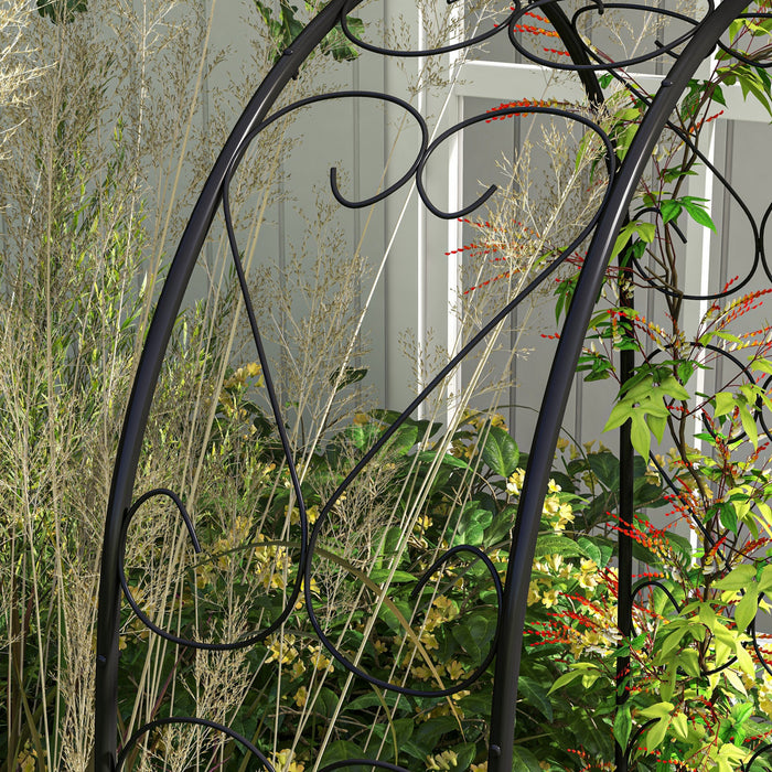 Outsunny Steel Garden Arch Trellis, 7.5ft Garden Arbor For Climbing Plants
