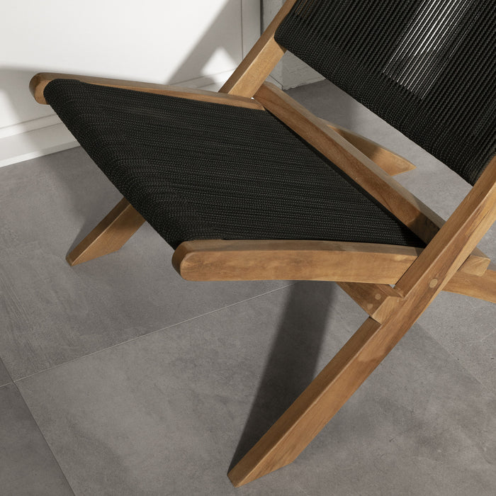 Agave Wood Rope Lounge Chair – Black/Natural
