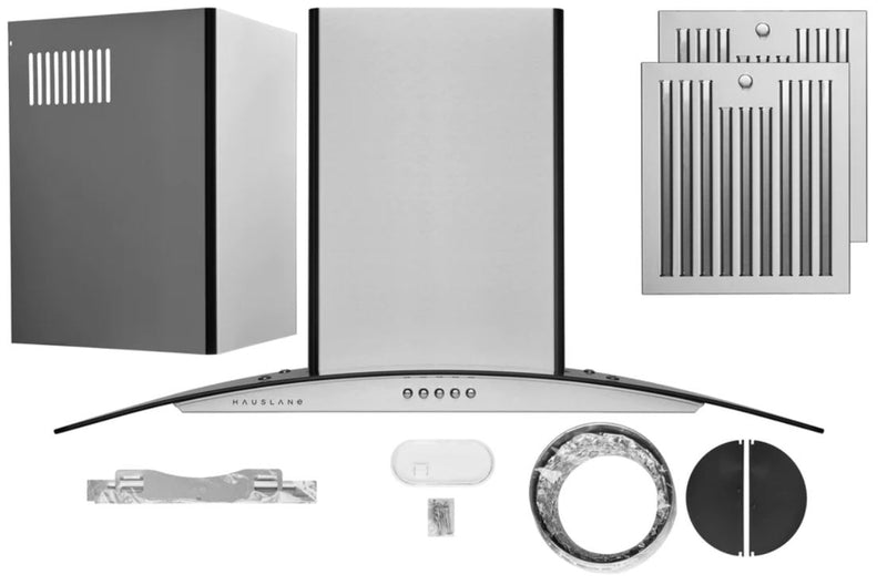 Hauslane 30\" Glass Canopy Wall Mount Range Hood - WM-600SS-30
