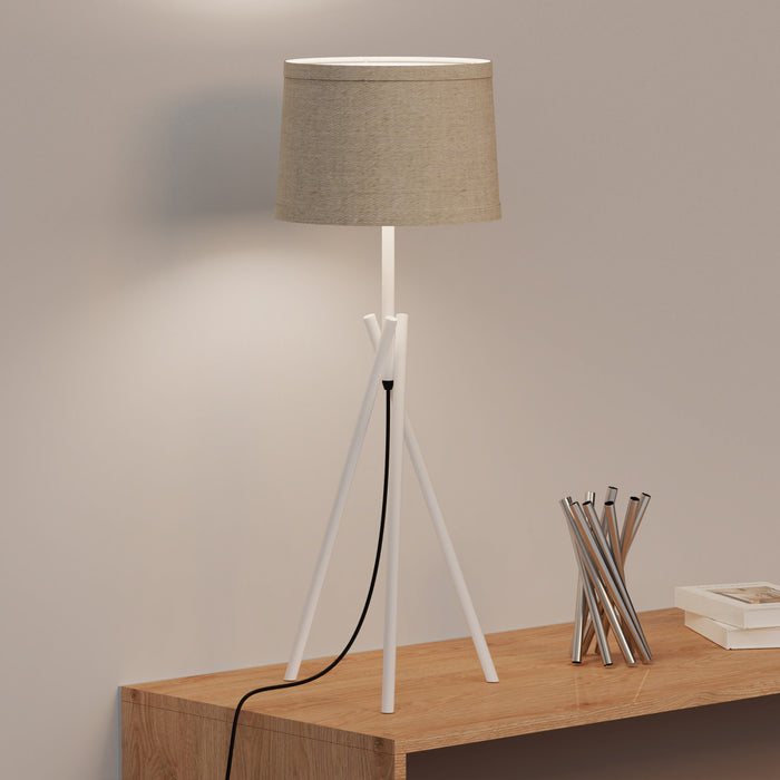 26\" White Sleek Crossed Legs Table Lamp with Fabric Shade 