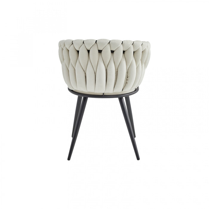 Hildy Accent Dining Arm Chair, Beige Velvet (set of 2) 