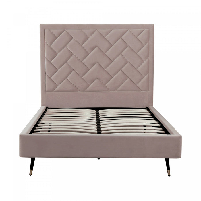 Crosby Modern Upholstered Velvet Full Bed in Blush