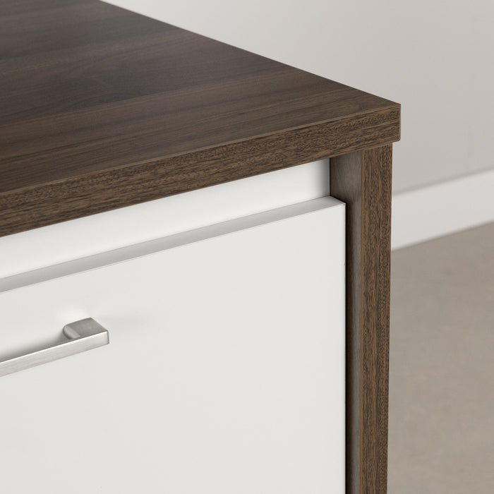 Myro Kitchen Island with Storage Natural Walnut and White - South Shore Kitchen Storage