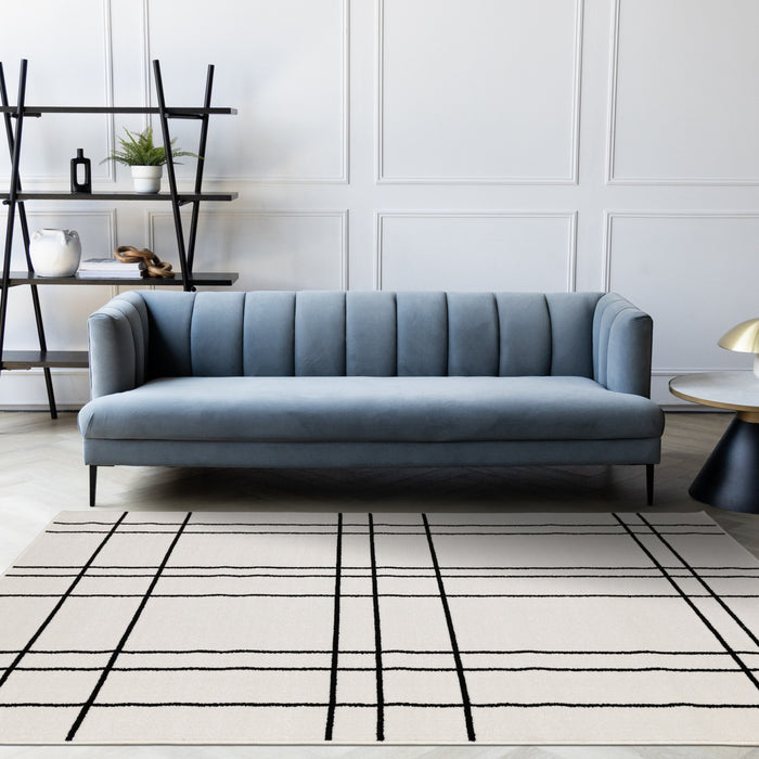 Covington Grey White Checkered Pattern Rug, 6'7\" x 9'10\" Indoor Area Rug