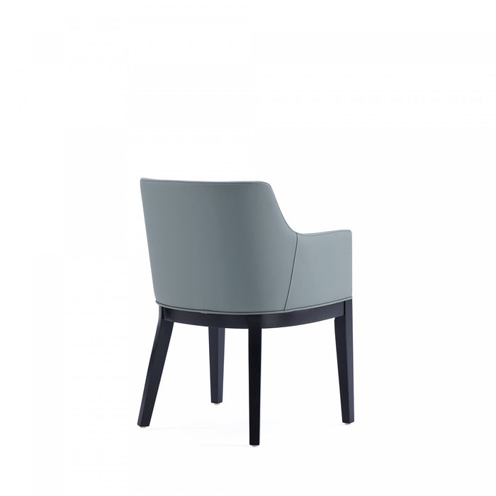 Gansevoort Modern Wood Vegan Leather Armchair in Pewter - Set of 2