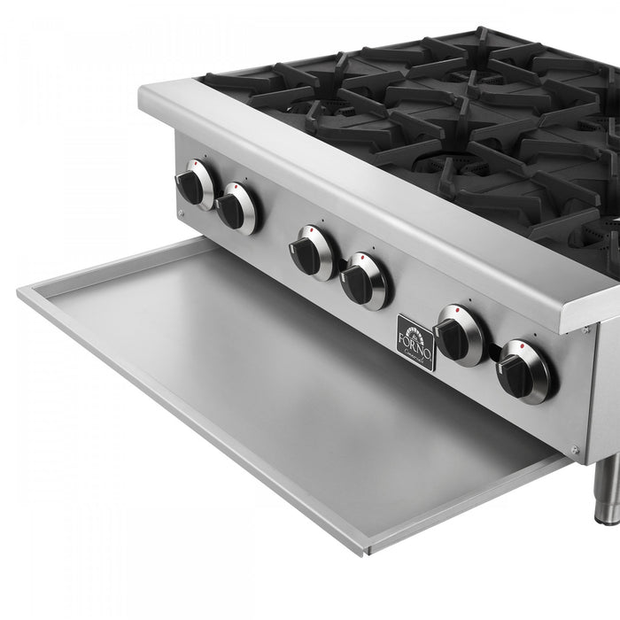 FORNO Commerciale 36 Inch Gas Hotplate with 6 Burners, 156,000 BTU, Stainless Steel - FCMHP0079-36