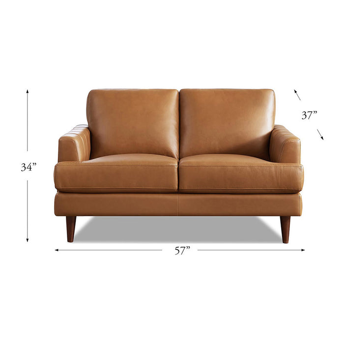 Hydeline Cassia Leather Loveseat - Brown