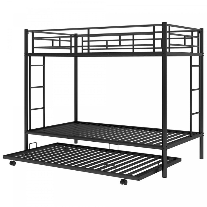 Tammy Space-saving Metal Twin Over Bunk Bed With Trundle, Black