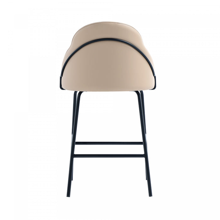 Gracie Modern Metal Upholstered Counter Stool in Tan and Black - Set of 3
