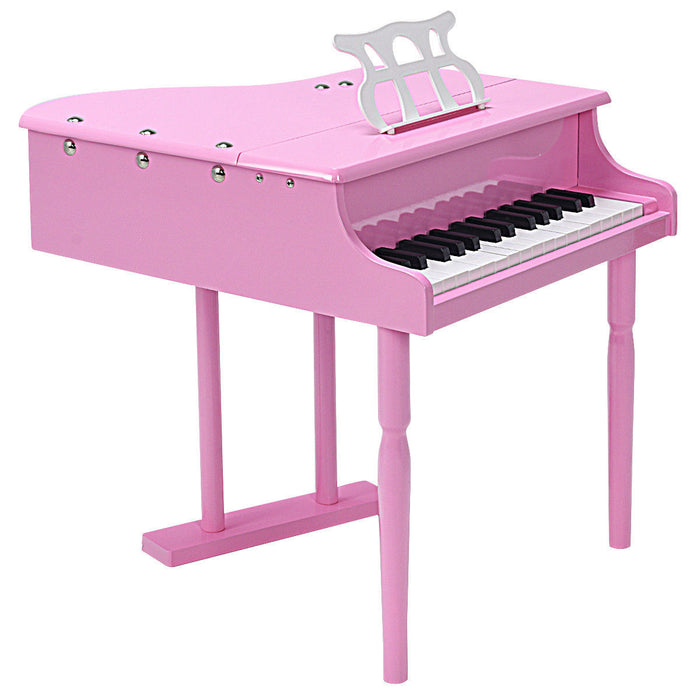 Costway Classical Kids Piano, 30-Key Mini Grand Piano with Music Stand and Bench, Wooden Musical Instrument Toy w/Lid & Music Rack, Gift for Boys Girls Ages 3+