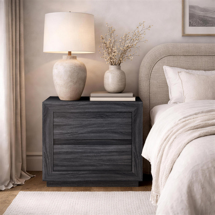 Soren Contemporary 26\" Nightstand in Charcoal Gray (2-Drawer)