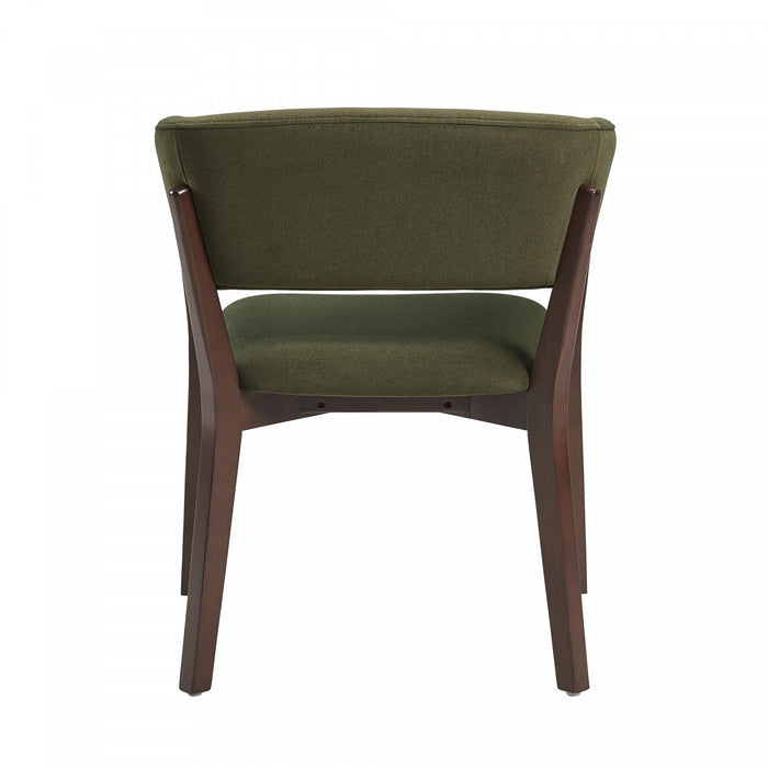 Blake Modern Faux Mohair Wood Armchair in Green - Set of 4 Dining Chair