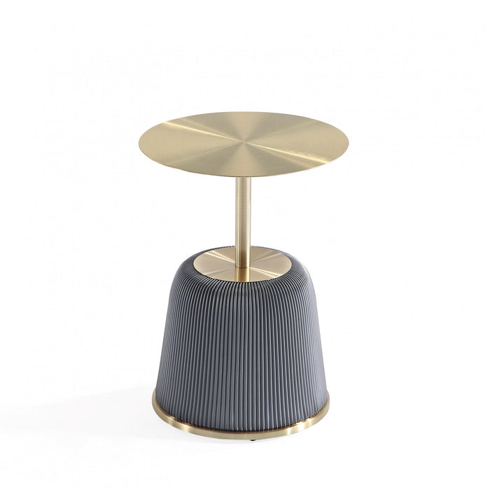 Anderson Modern Metal Top Upholstered End Table in Gray - Set of 2