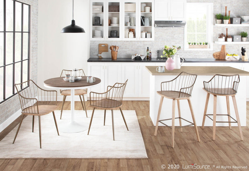 LumiSource Winston Wood Farmhouse Counter-Height Stool - Whitewashed/Antique Copper