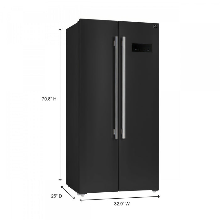 Forno Salerno 33-inch Side-by-Side Black Refrigerator, 15.6 cu.ft. - FFRBI1805-33BLK