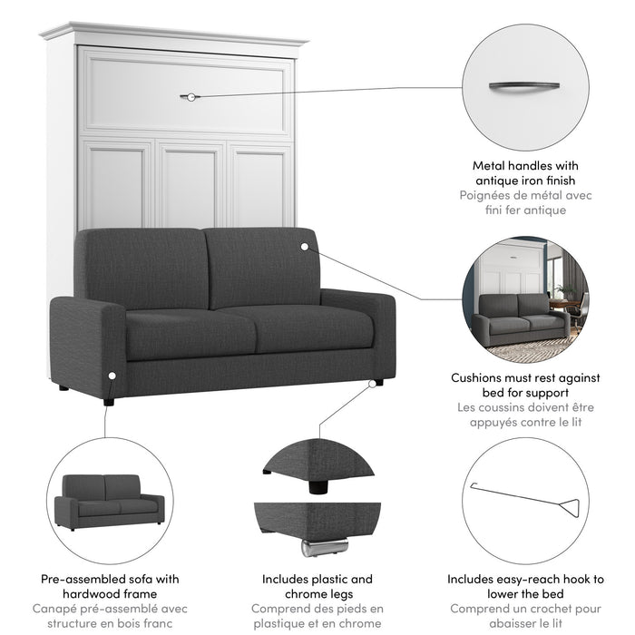 Bestar Versatile Queen Murphy Bed with Sofa (78 W) - White