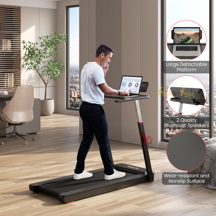 Superfit 3hp Running Machine Folding Treadmill Adjustable Height App Control Table Board
