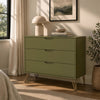 Avira Mid-Century Modern 35" Dresser in Olive Green (3-Drawer) | Commode Avira Mid-Century Modern 89 cm en vert olive (3 tiroirs)