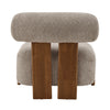 Luma Modern Boucle Lounge Chair with Rolled Backrest and Solid Wood Frame, Brown, Walnut | Luma Fauteuil de Salon Moderne en Bouclette a Dossier Enroule et Cadre en Bois Massif, Brun, Noyer