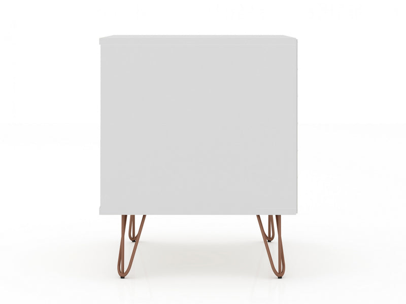 Rockefeller Mid-Century Modern 20\" Nightstand in White (2-Drawer) - Set of 2
