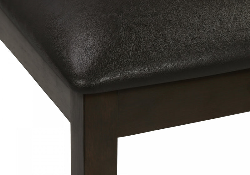 Dining Chair Set of 2 Kitchen Dining Room Brown Leather-Look Brown Wood Legs Transitional