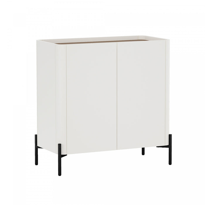 Abbey Modern 2-Piece Accent Storage Cabinets in Maple and Off White